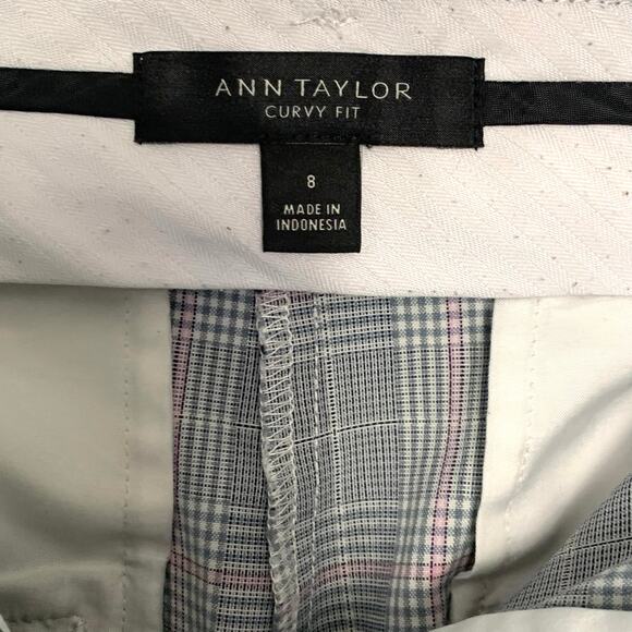 Ann Taylor Gray Plaid Curvy Fit Pants Size 8 - Picture 5 of 8